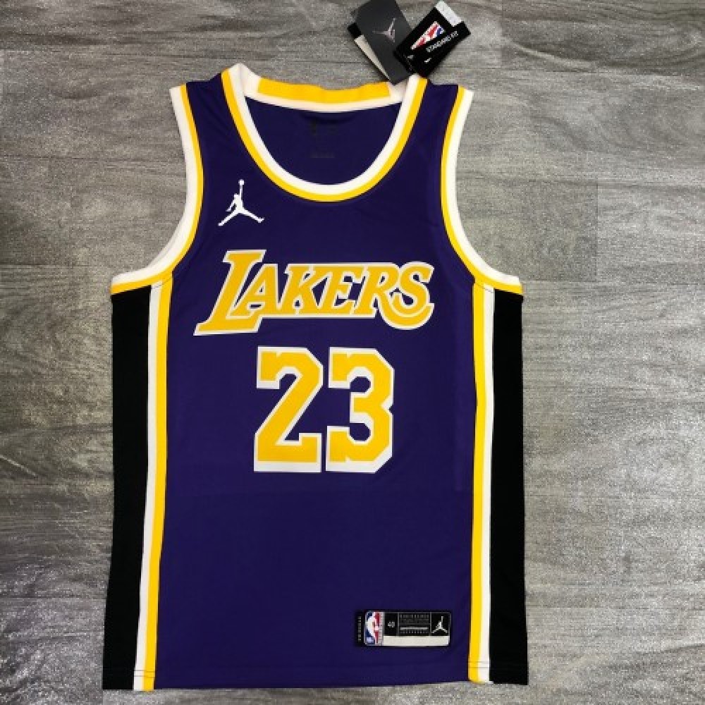 Men's Los Angeles Lakers LeBron James #23 Jordan Purple 20/21 Swingman Jersey - Statement Edition - Image 2