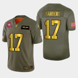 Nike 49ers 17 Emmanuel Sanders 2019 Olive Gold Salute To Service 100th Season Limited Jersey Dyin
