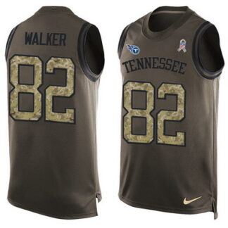 Men's Tennessee Titans #82 Delanie Walker Green Salute to Service Hot Pressing Player Name & Number Nike NFL Tank T...