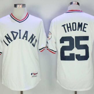 Cleveland Indians #25 Jim Thome White Throwback Jersey