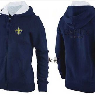 Womens New Orleans Saints Team Logo 2015 Full Zip Hoodie-43