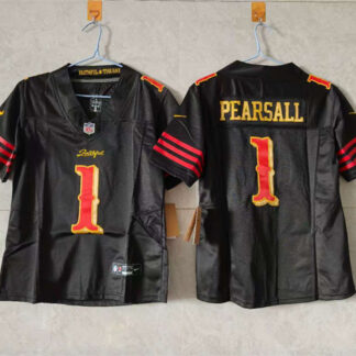 Women's San Francisco 49ers #1 Ricky Pearsall Black 2025 F.U.S.E. “Rivalries” Vapor Limited Stitched Jersey(Run Small)