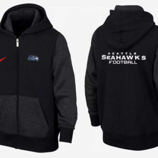 Men Seattle Seahawks 2015 Team Logo Full Zip NFL Hoodie (1)