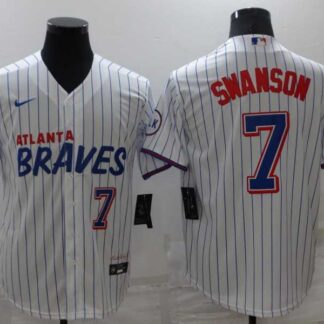 Braves 7 Dansby Swanson White 2021 City Connect Cool Base Jersey