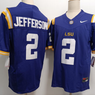 Men's LSU Tigers #2 Justin Jefferson Purple FUSE College Stitched Jersey