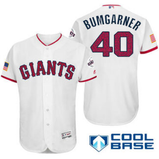 Men's San Francisco Giants #40 Madison Bumgarner White Stars & Stripes Fashion Independence Day Stitched MLB Majest...