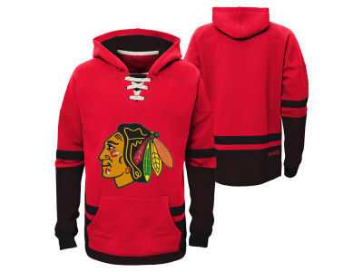 Customized Men's Chicago Blackhawks Any Name & Number Red-Black Stitched Hoodie