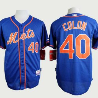 New York Mets #40 Colon Blue With Orange Cool Base Jerseys