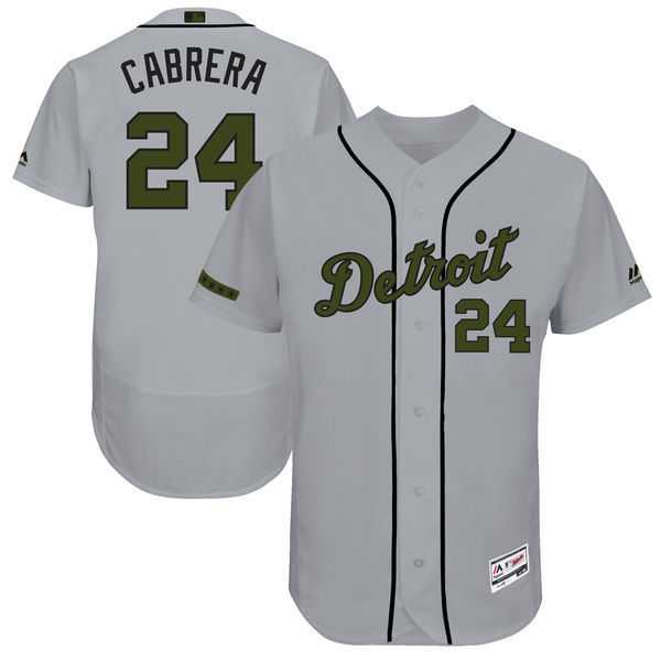 Detroit Tigers #24 Miguel Cabrera Gray 2017 Memorial Day Flexbase Player Jersey JiaSu