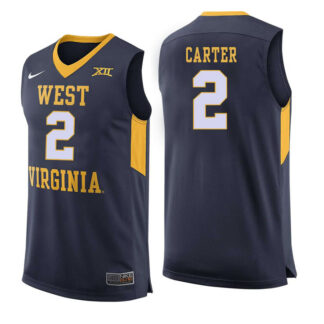 West Virginia Mountaineers 2 Jevon Carter Navy College Basketball Jersey Dzhi