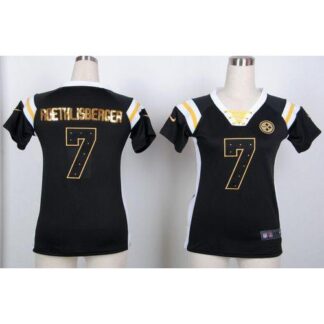 Nike Pittsburgh Steelers #7 Ben Roethlisberger Black Women’s Stitched NFL Elite Draft Him Shimmer Jersey
