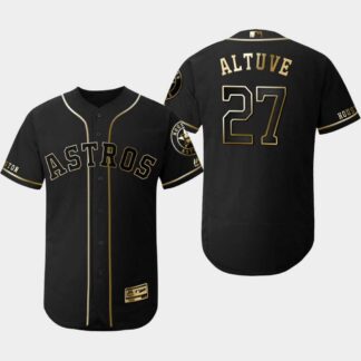 Astros 27 Jose Altuve Black Gold Flexbase Jersey Dzhi