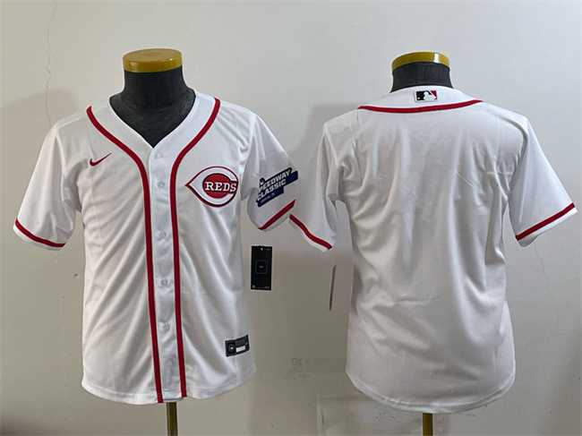 Youth Cincinnati Reds Blank White 2025 Speedway Classic Stitched Jersey