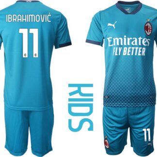 Youth 2020-2021 club AC milan away 11 blue Soccer Jerseys